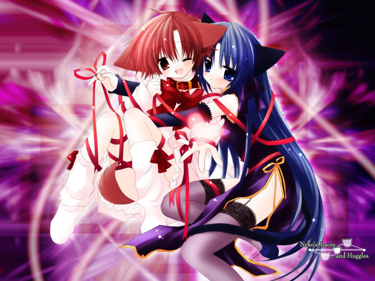 animal_ears, catgirl, collar, doggirl, hinata_(pure_pure), pure_pure, ribbons, sakurazawa_izumi