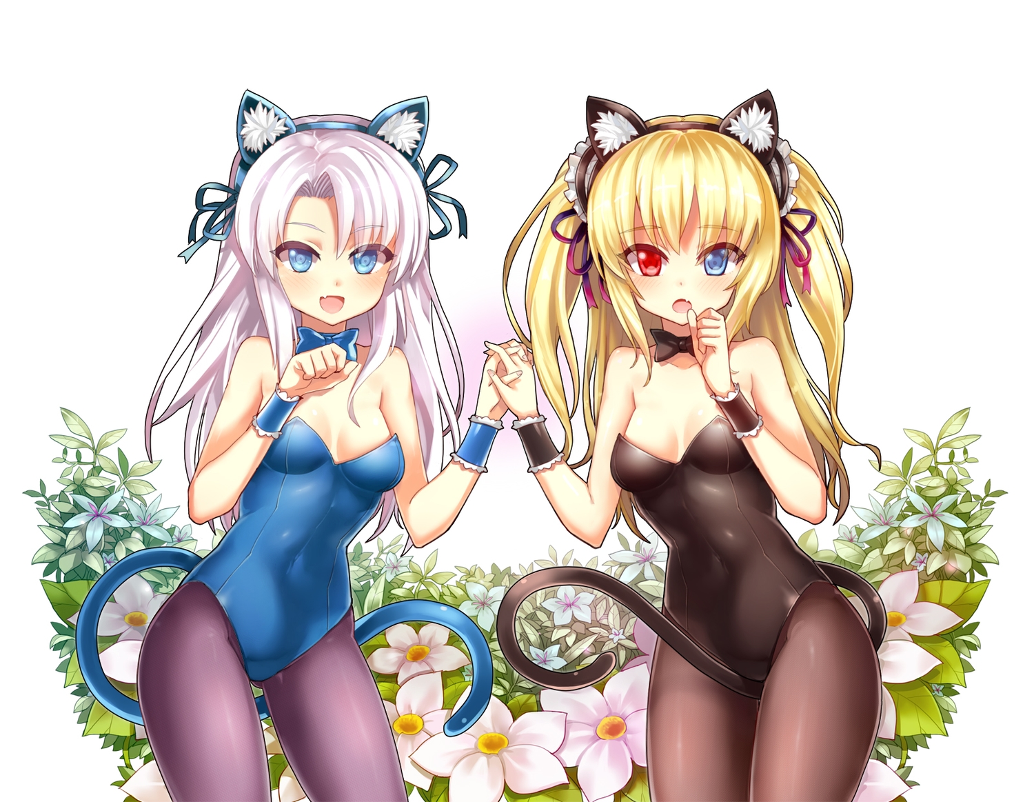 2girls, animal_ears, boku_wa_tomodachi_ga_sukunai, fang, hasegawa_kobato, serin199, tail, takayama_maria