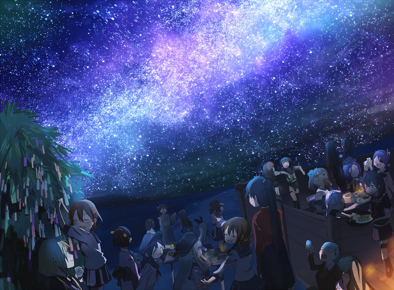 akagi_(kancolle), akatsuki_(kancolle), anthropomorphism, drink, food, fubuki_(kancolle), group, haruna_(kancolle)