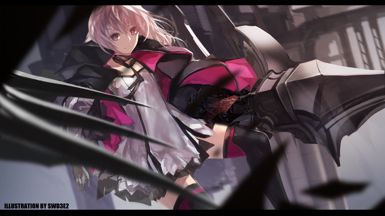 original, paradise_(pffk), pink_eyes, pink_hair, pixiv_fantasia, swd3e2, thighhighs, watermark