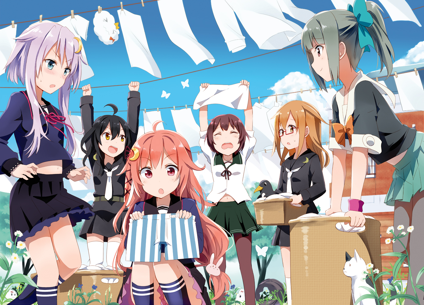 anthropomorphism, fairy_(kancolle), gochou_(comedia80), group, kantai_collection, mochizuki_(kancolle), mutsuki_(kancolle), pantyhose