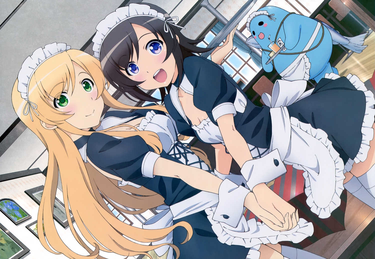futsuu_no_joshikousei_ga_locodol_yattemita, kohinata_yukari, maid, nyantype, scan, thighhighs, usami_nanako