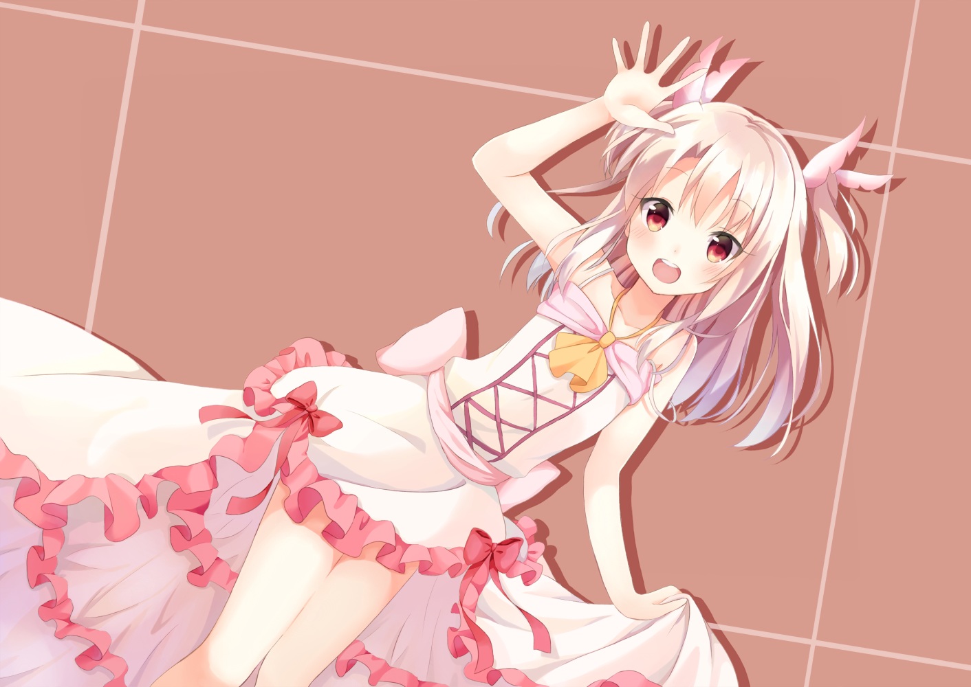 blonde_hair, blush, bow, dress, fate/kaleid_liner_prisma_illya, fate_(series), illyasviel_von_einzbern, long_hair
