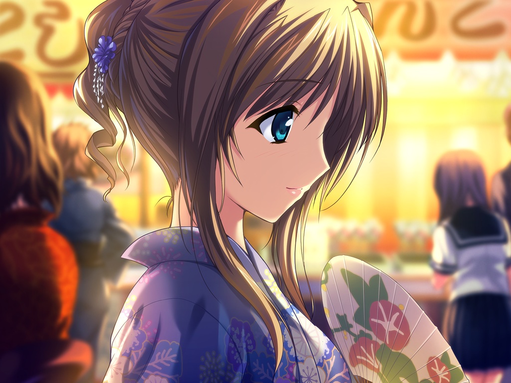 alice_soft, beat_angel_escalayer, blue_eyes, fan, game_cg, japanese_clothes, kimono, kouenji_sayuka, onigirikun
