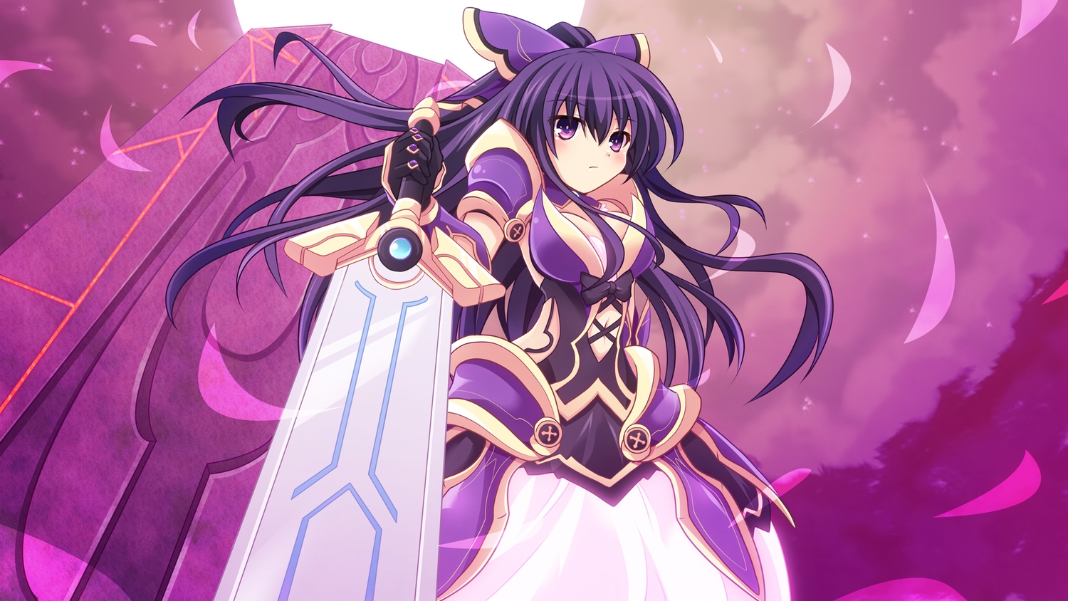 cross_(crossryou), date_a_live, long_hair, purple_eyes, purple_hair, sword, weapon, yatogami_tohka