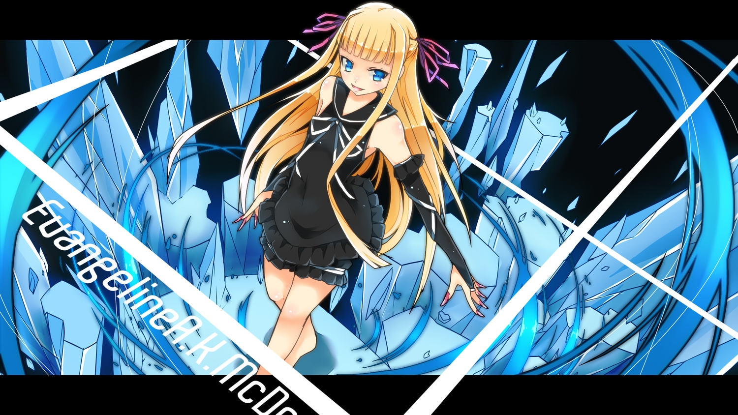 blonde_hair, blue_eyes, einz_zwei, evangeline_a_k_mcdowell, long_hair, mahou_sensei_negima, ribbons