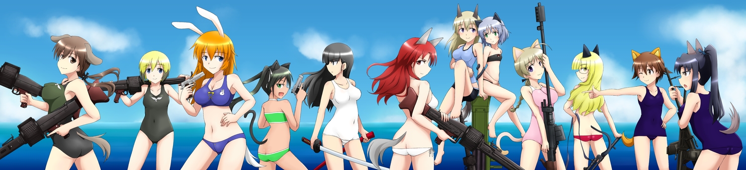 bikini, charlotte_e_yeager, eila_ilmatar_juutilainen, erica_hartmann, francesca_lucchini, gertrud_barkhorn, hattori_shizuka, isosceles_triangle_(xyzxyzxyz)