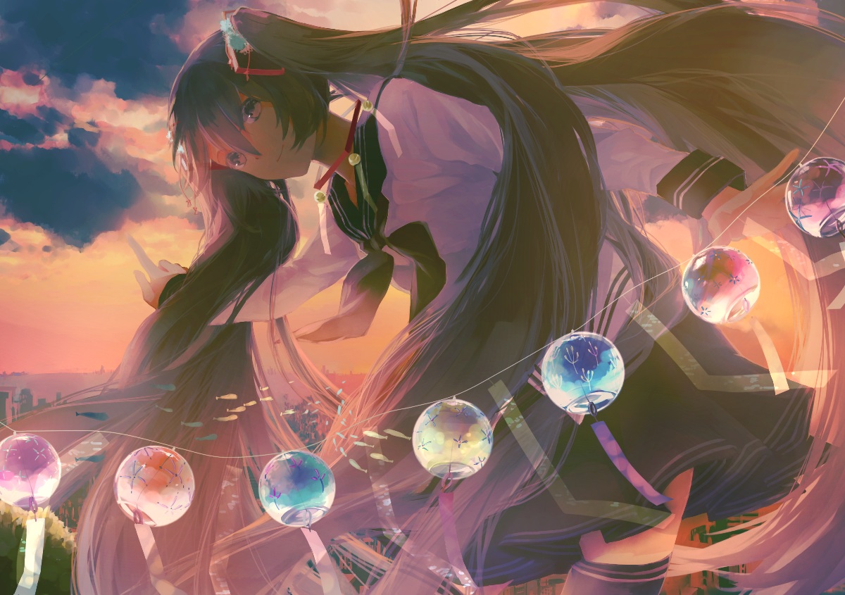 glycan, hatsune_miku, long_hair, school_uniform, twintails, vocaloid