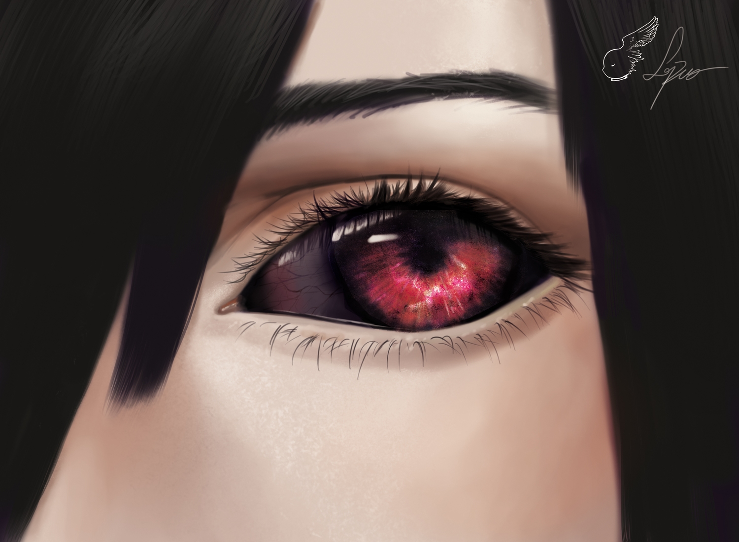 close, kirishima_touka, lepus, red_eyes, short_hair, tokyo_ghoul