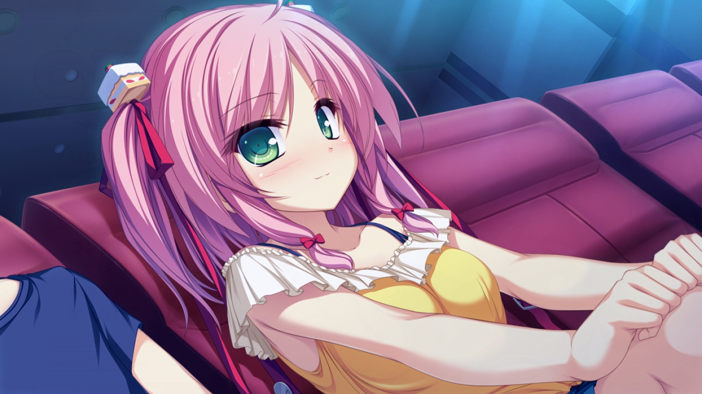 game_cg, g.i.b._girls_in_black, green_eyes, kurokawa_yukano, pink_hair, tenmaso, whirlpool