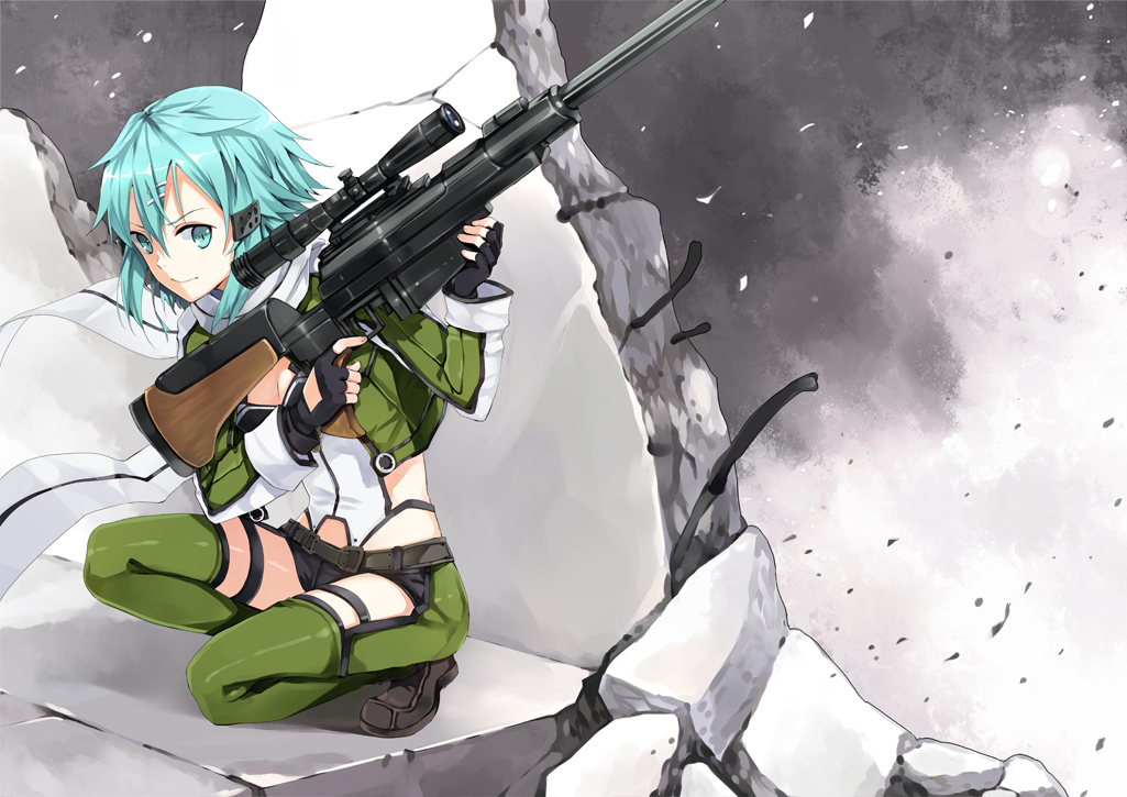 gun, gun_gale_online, hao_(patinnko), shinon_(sao), sword_art_online, weapon