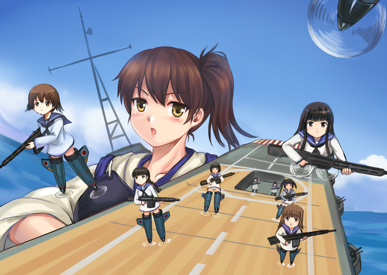 anthropomorphism, crossover, kaga_(kancolle), kantai_collection, strike_witches, tagme_(character), y.ssanoha
