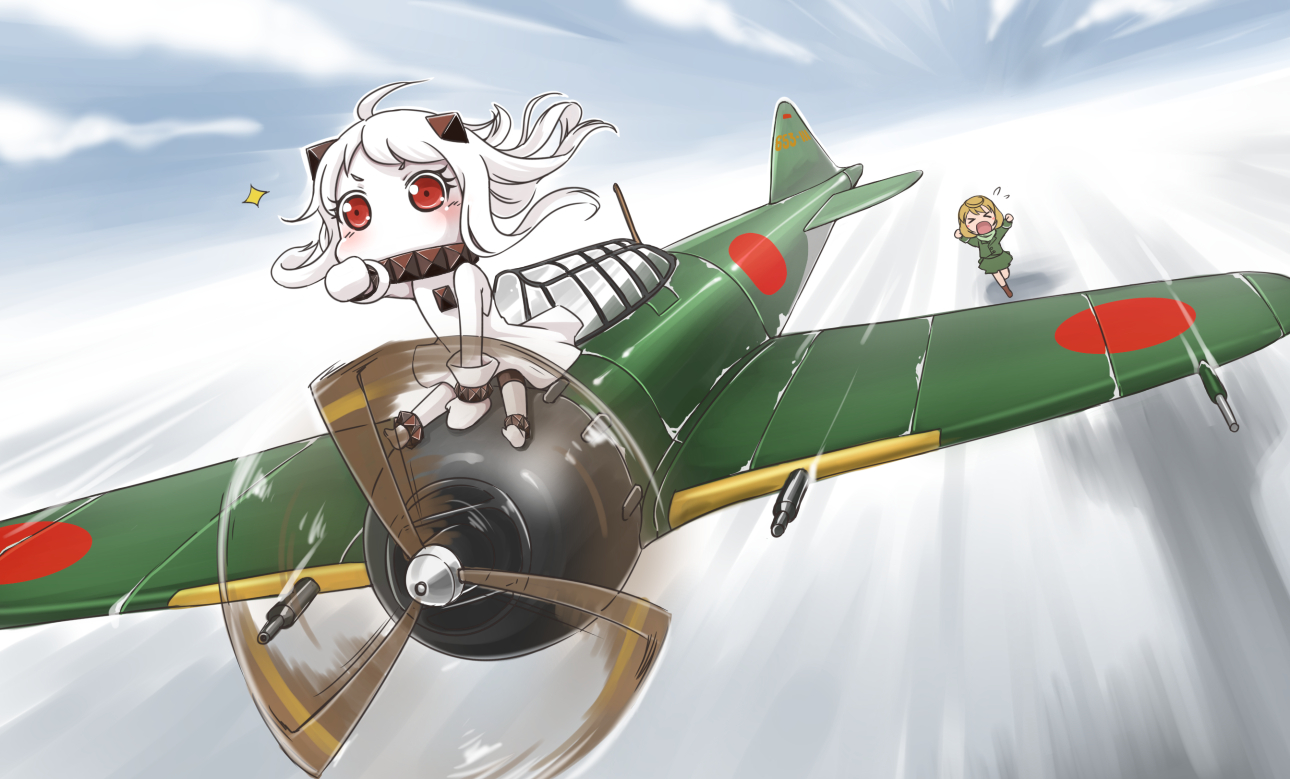 aircraft, anthropomorphism, chibi, equipments_fairy_(kancolle), fairy_(kancolle), kantai_collection, northern_ocean_hime, yaosera