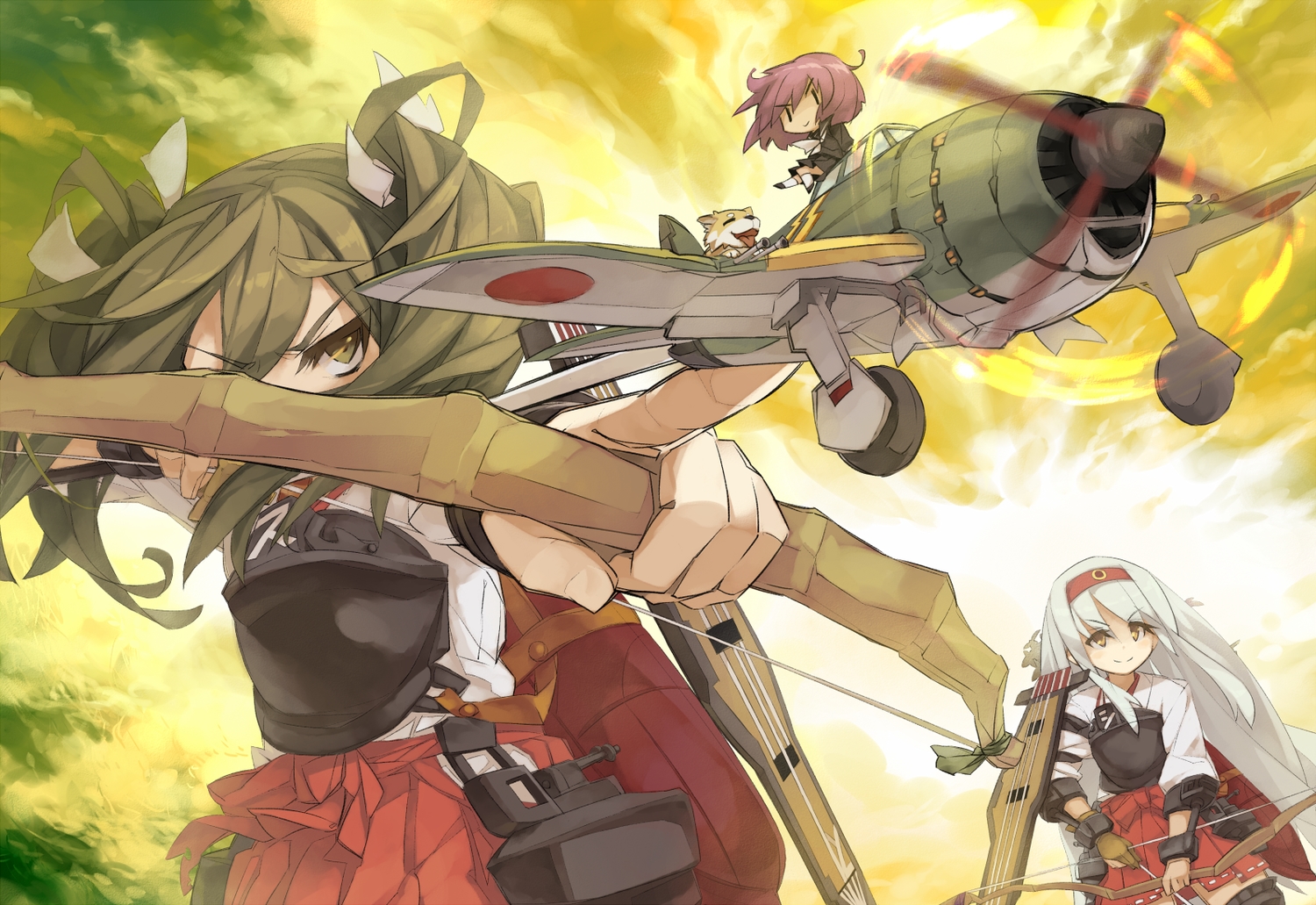 aliasing, anthropomorphism, chibi, equipments_fairy_(kancolle), fairy_(kancolle), itsukia, kantai_collection, shoukaku_(kancolle), zuikaku_(kancolle)