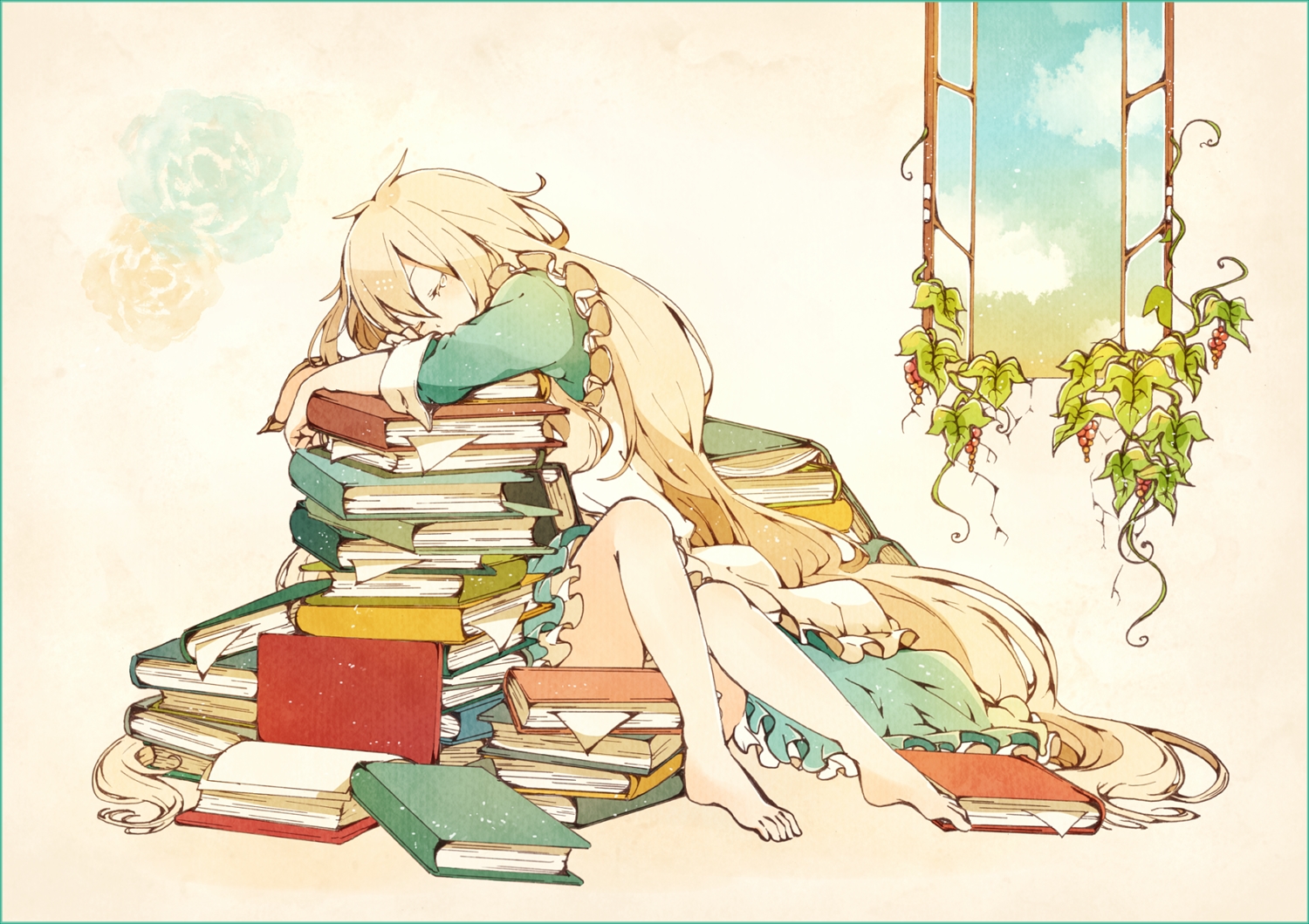 blonde_hair, book, kagerou_project, kozakura_mary, long_hair, momose_suzuka