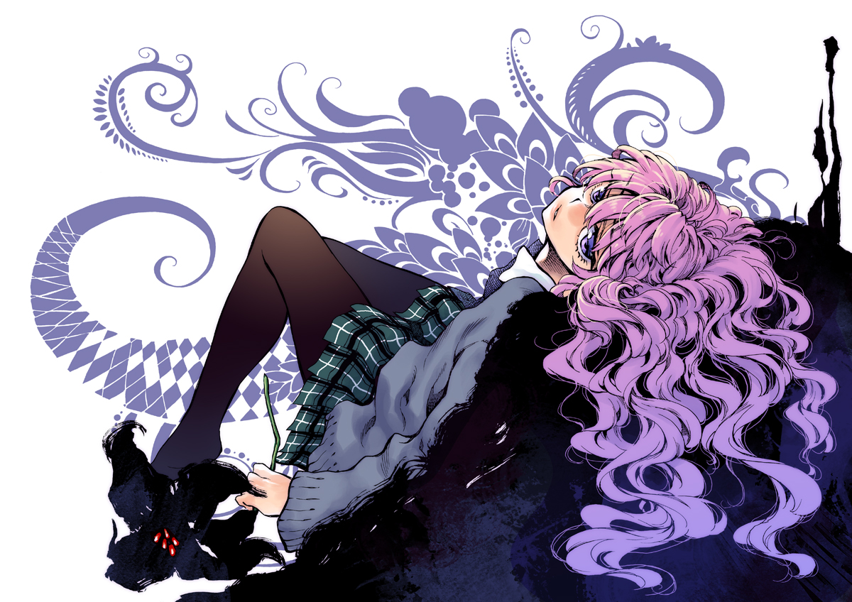 long_hair, original, pantyhose, pink_eyes, pink_hair, ringo78, school_uniform, skirt