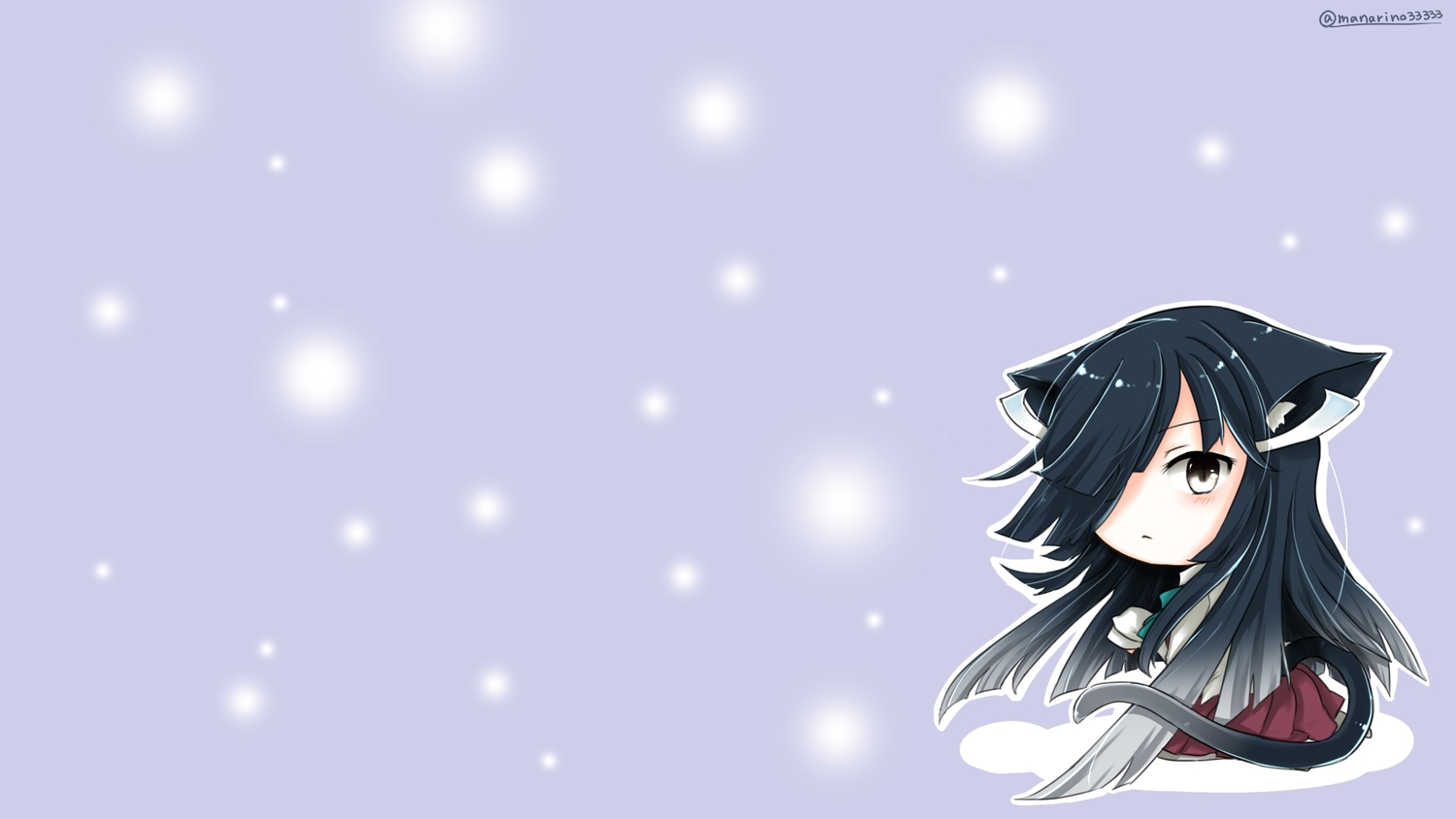 animal_ears, anthropomorphism, black_eyes, black_hair, catgirl, chibi, hayashimo_(kancolle), kantai_collection
