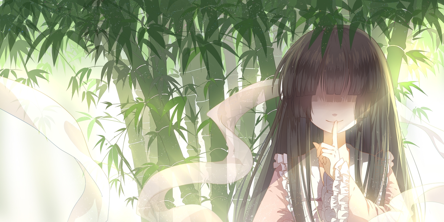 3000_xiao_chun, black_hair, houraisan_kaguya, leaves, long_hair, touhou, tree