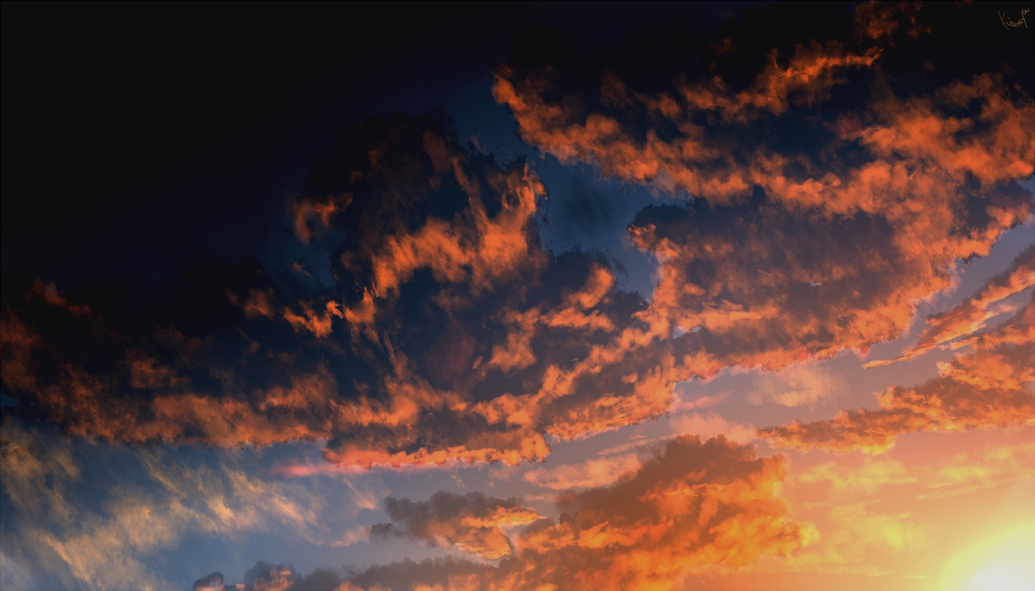 clouds, kibunya_39, no_humans, original, scenic, sky, sunset