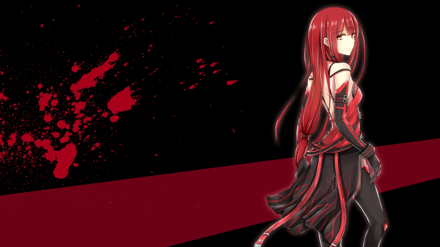 bow, elbow_gloves, elesis_(elsword), elsword, gloves, long_hair, moyashi_(rina0137), orange_eyes