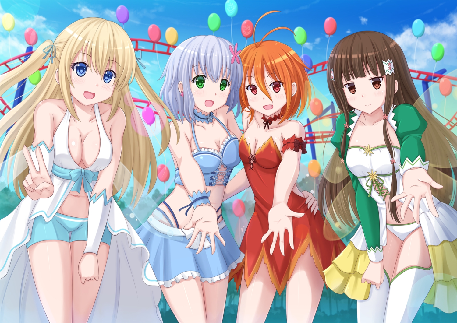 amagi_brilliant_park, breasts, cleavage, dress, kazenokaze, kobori_(amagi_brillant_park), muse_(amagi_brillant_park), salama_(amagi_brillant_park)