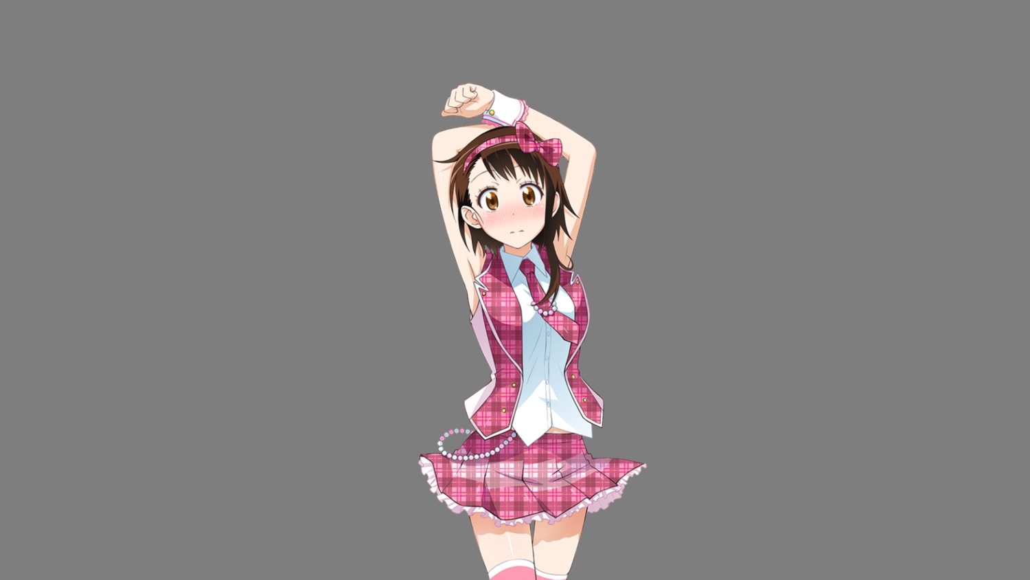 blush, brown_eyes, brown_hair, headband, na-na-ka, nisekoi, onodera_kosaki, ribbons