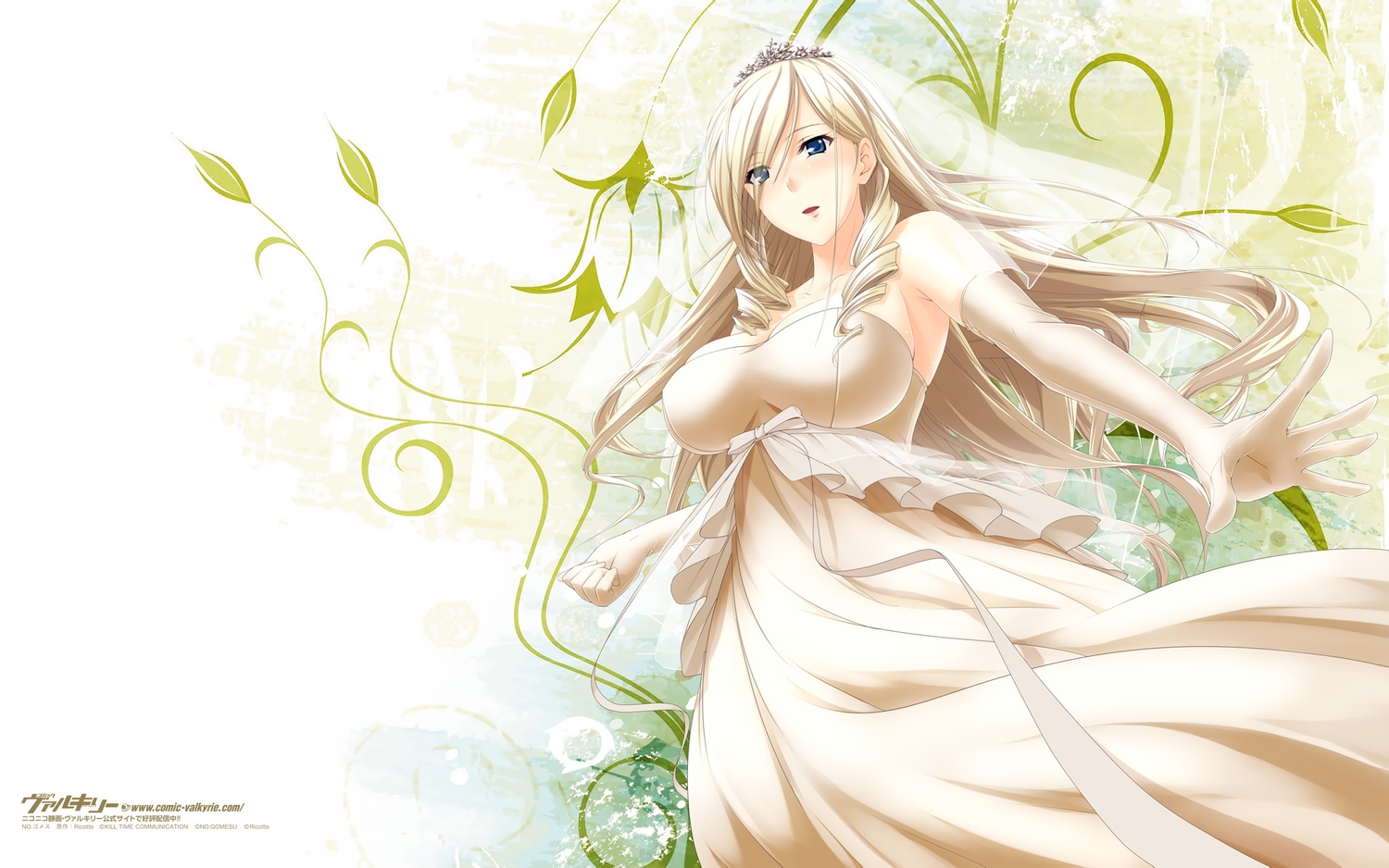 blonde_hair, celia_cumani_aintree, dress, komori_kei, walkure_romanze, wedding_attire
