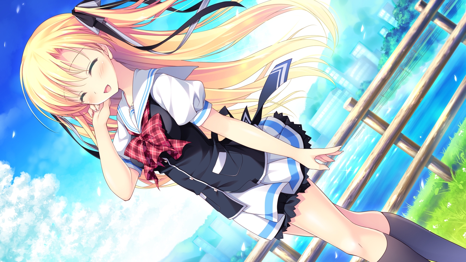 alcot, alcot_honey_comb, blonde_hair, blush, bow, chibana_ryouka, game_cg, kimi_no_tonari_de_koishiteru!