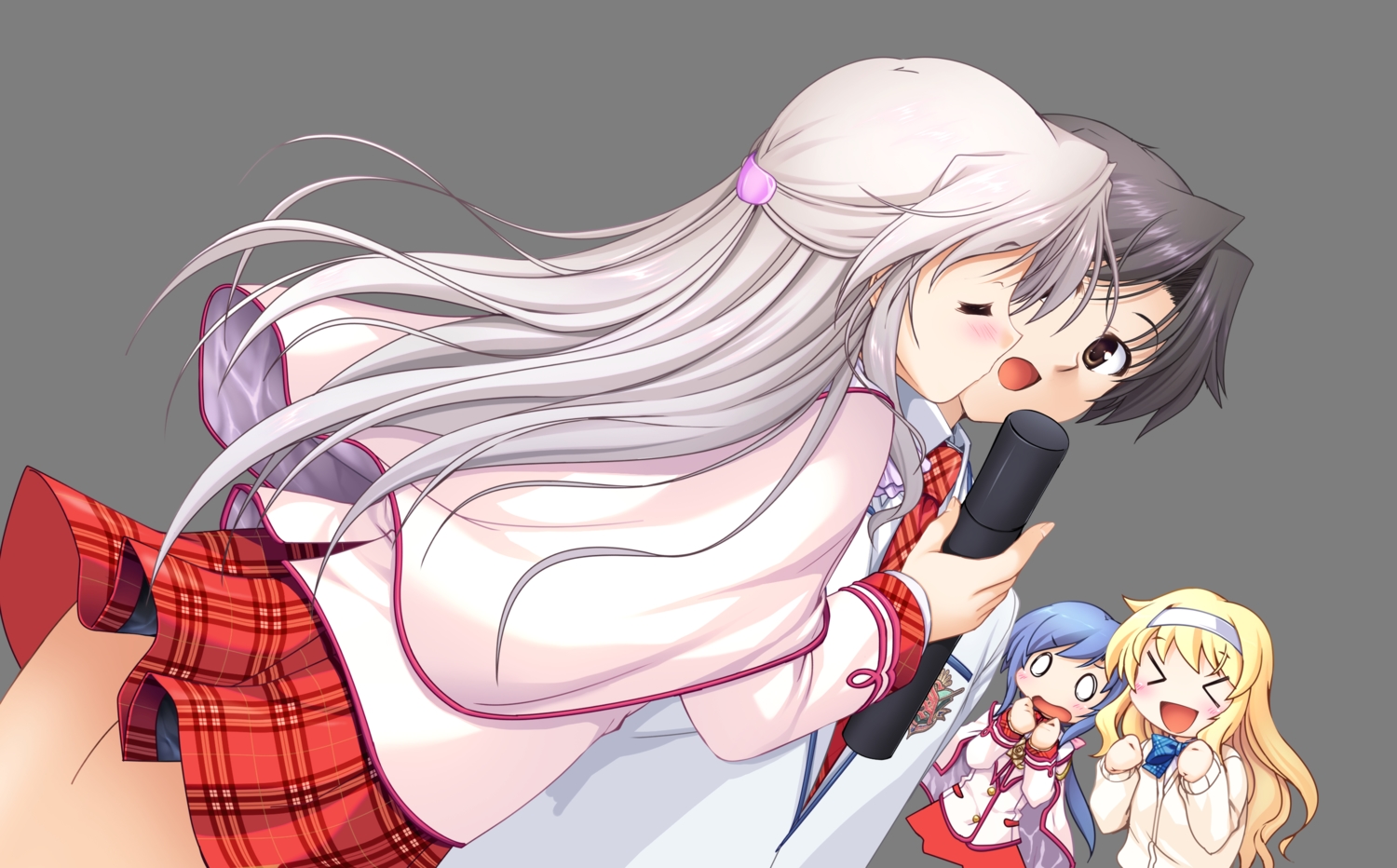 august, bekkankou, daitoshokan_no_hitsujikai, kiss, long_hair, mochizuki_maho, school_uniform, suzuki_kana