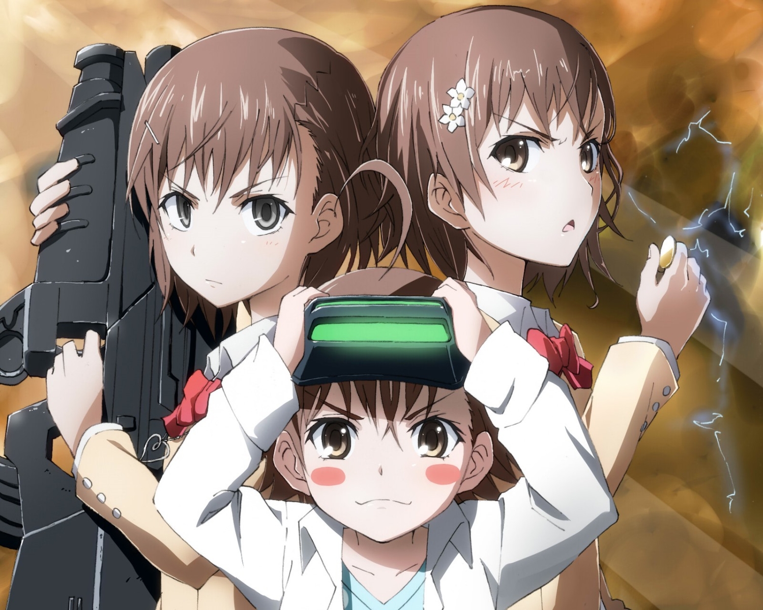 brown_eyes, brown_hair, delf, goggles, gray_eyes, group, gun, last_order, misaka_imouto, misaka_mikoto, short_hair, to_aru_kagaku_no_railgun, to_aru_majutsu_no_index, weapon