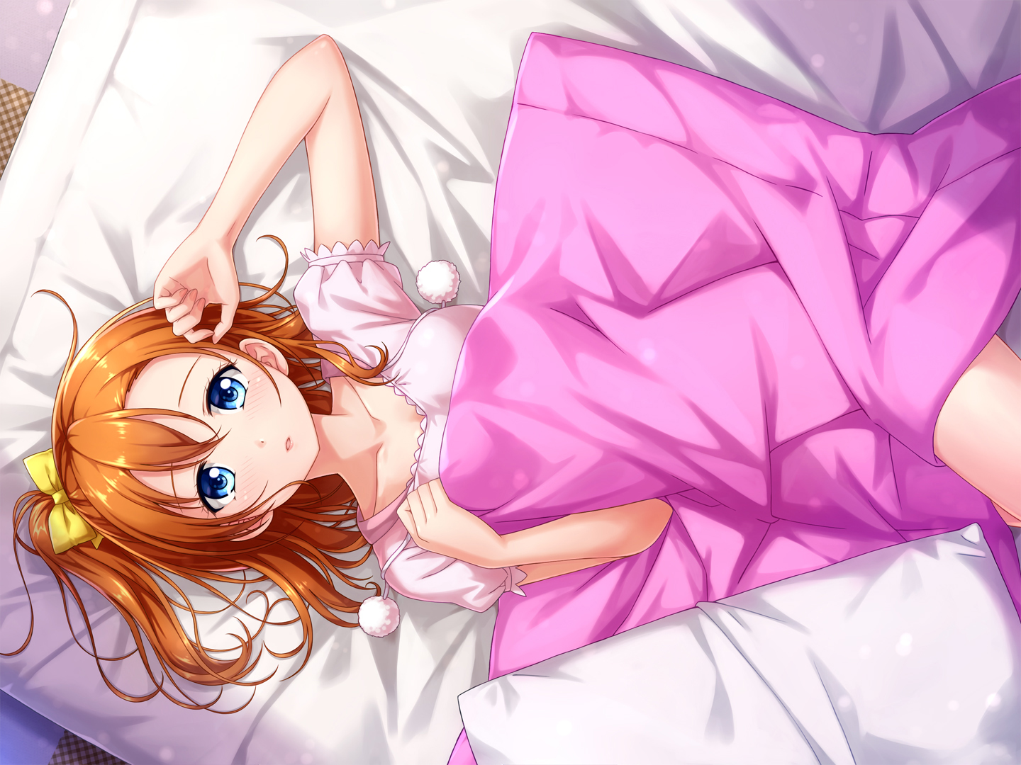bed, blonde_hair, blue_eyes, kousaka_honoka, love_live!_school_idol_project, tucana