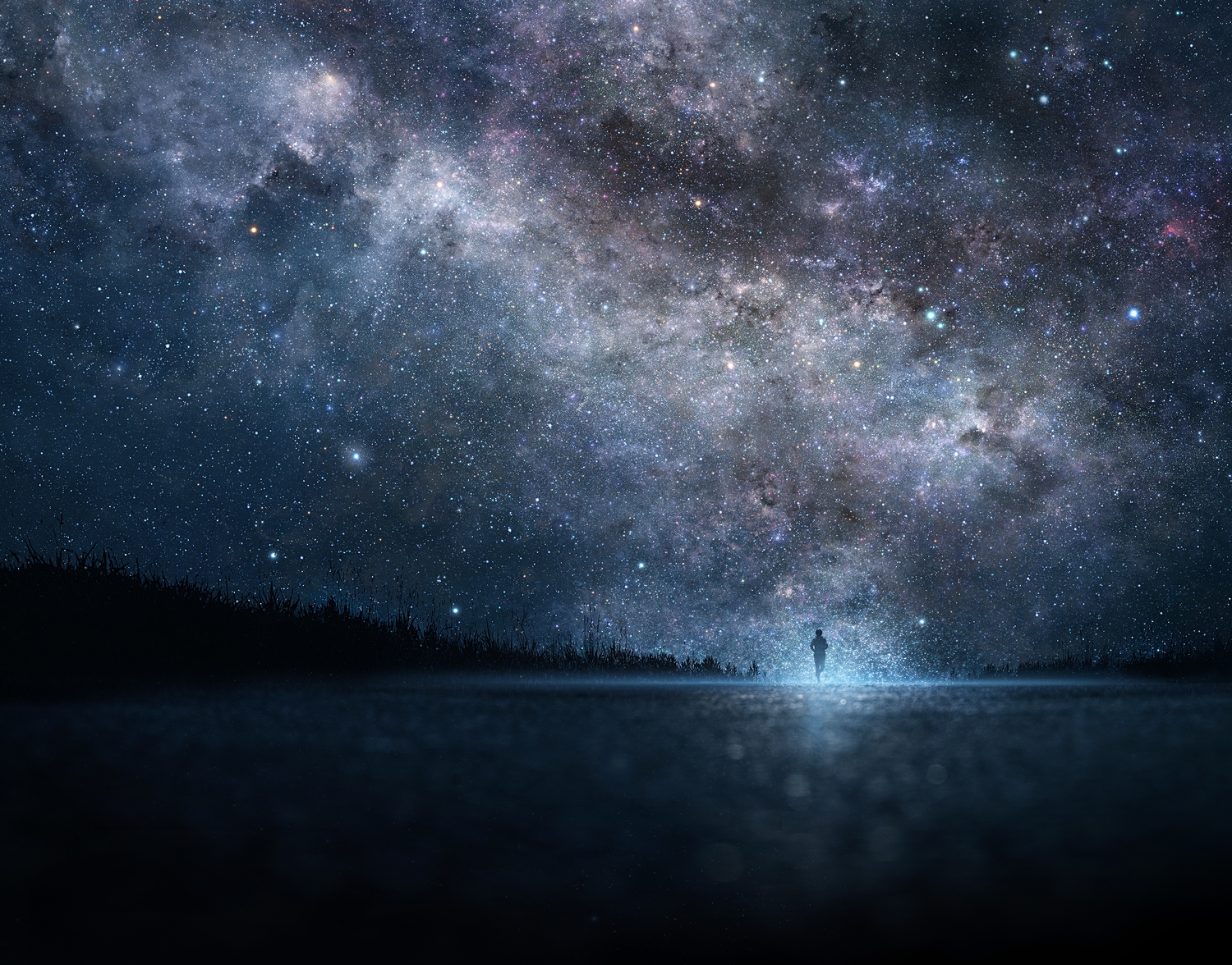 clouds, iy_tujiki, night, original, scenic, silhouette, sky, stars