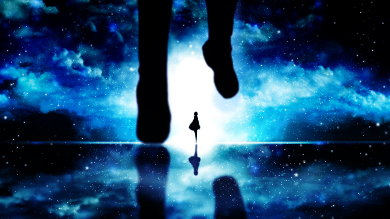 clouds, harada_miyuki, hatsune_miku, silhouette, stars, vocaloid