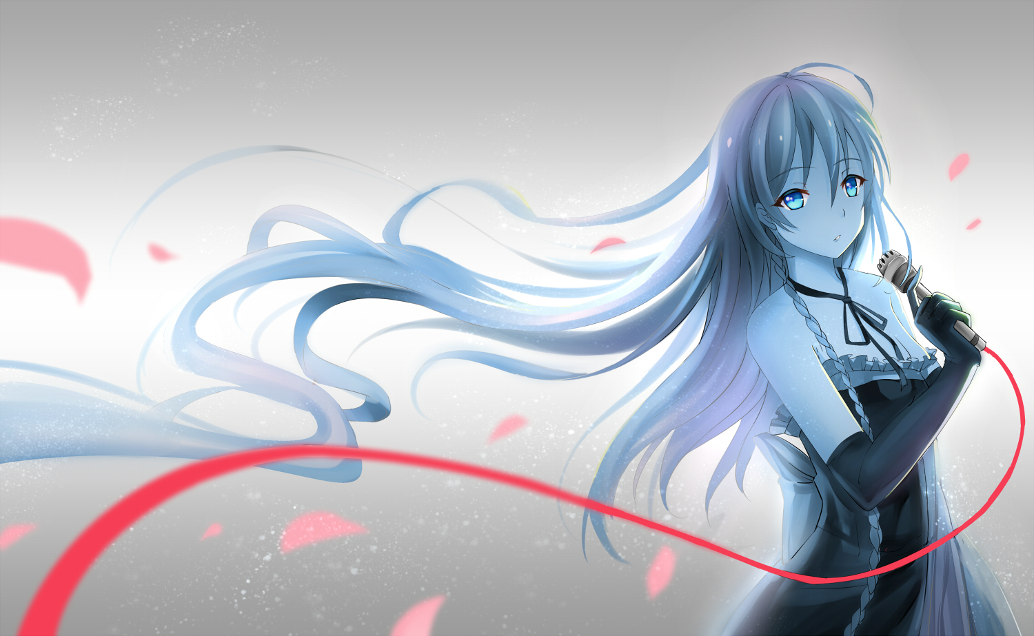 blonde_hair, blue_eyes, braids, dress, elbow_gloves, gloves, ia, long_hair