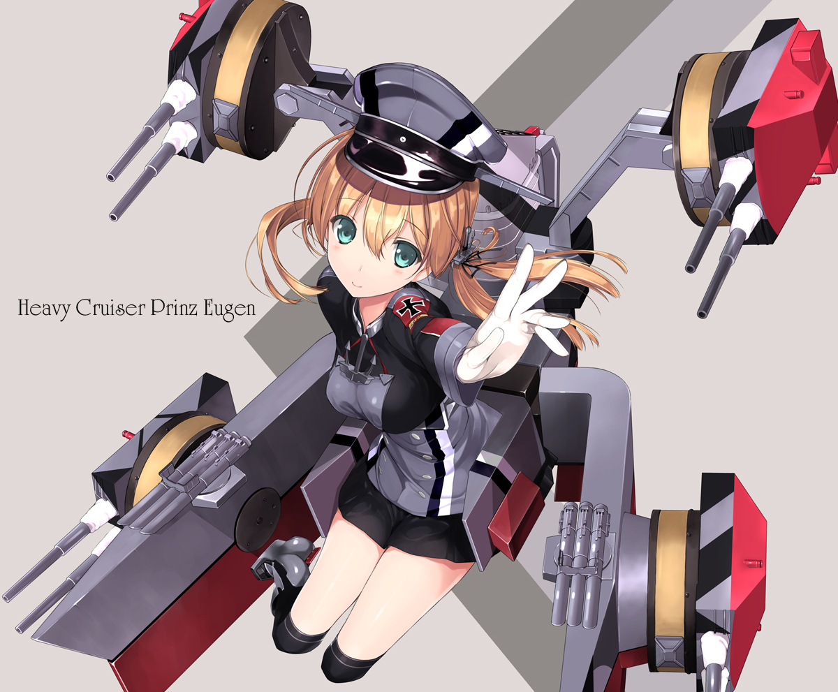 anthropomorphism, aqua_eyes, blonde_hair, gloves, hat, kantai_collection, kneehighs, long_hair