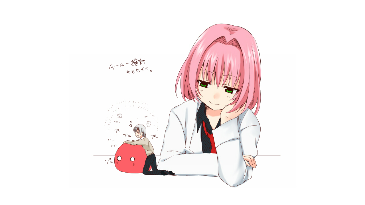 beelzebub_(manga), green_eyes, lamia_(beelzebub), male, nnyarapa, pink_hair, takayuki_furuichi, white