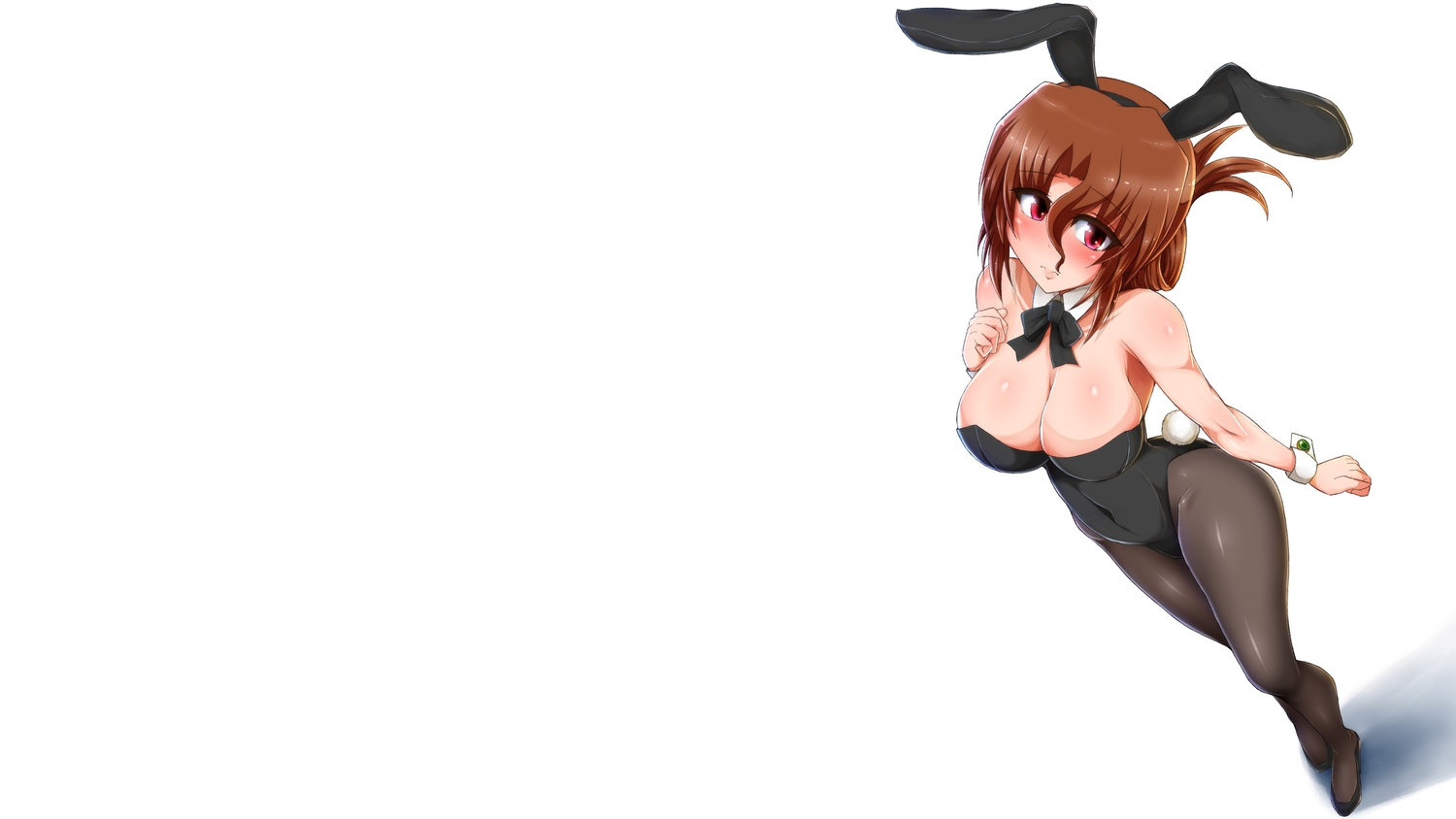 animal_ears, blush, breasts, brown_hair, bunny_ears, bunnygirl, cleavage, hayate_no_gotoku