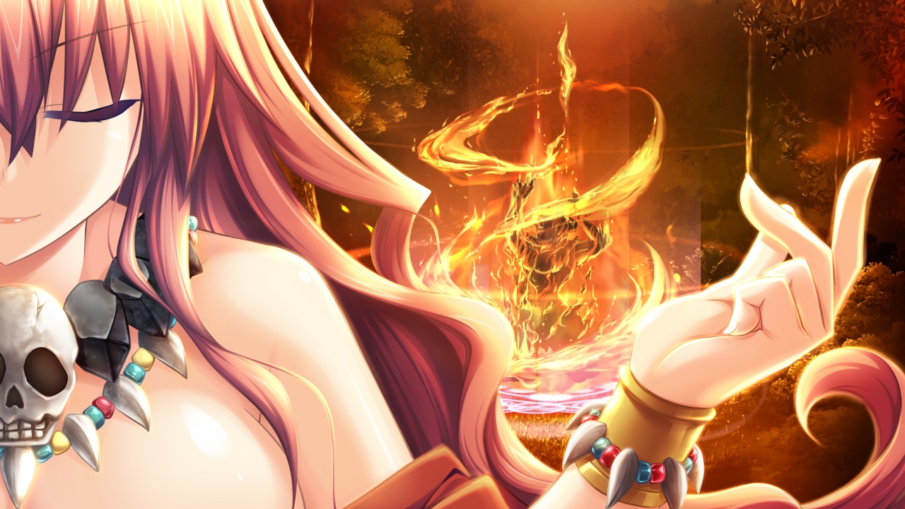 eushully, fire, game_cg, ikusa_megami, skull, tenbin_no_la_dea_~ikusa_megami_memoria~, tree