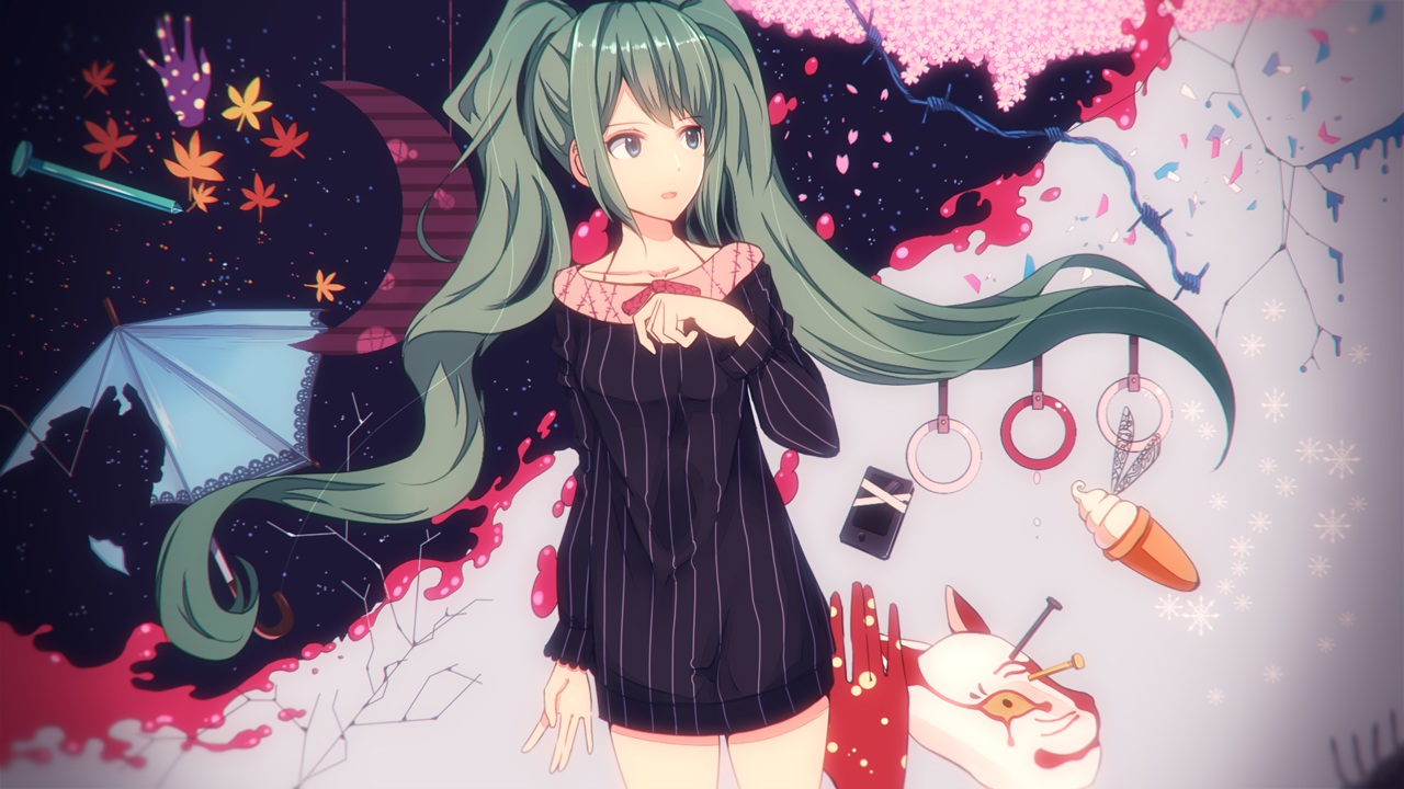 blue_eyes, green_hair, hatsune_miku, long_hair, shimashima, twintails, vocaloid