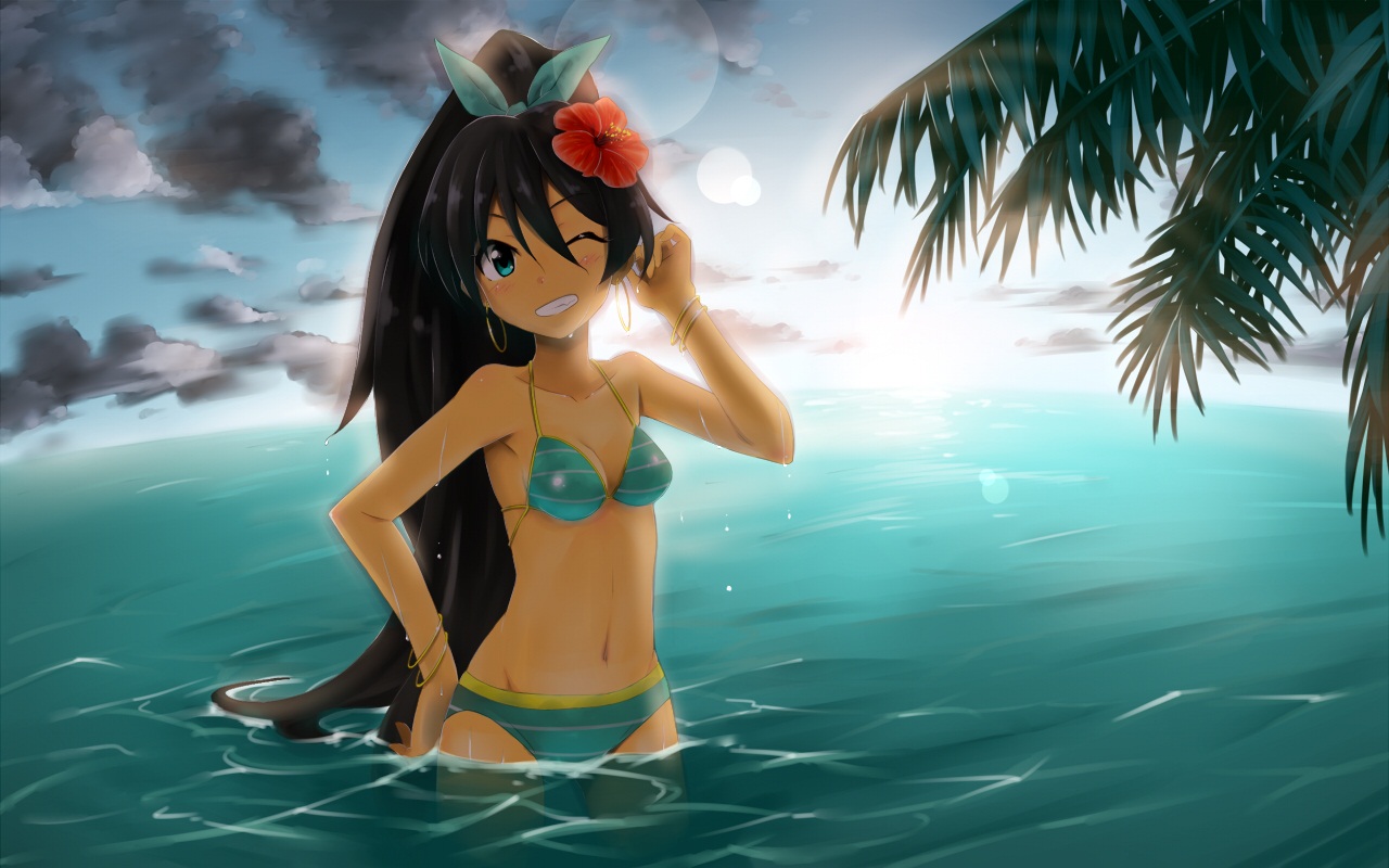 bikini, ganaha_hibiki, idolmaster, katoma, summer, swimsuit