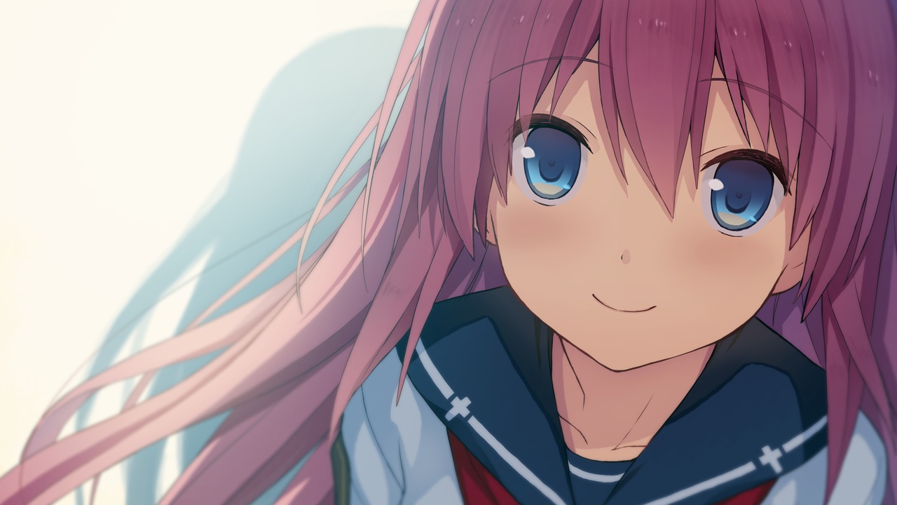 ao_no_kanata_no_four_rhythm, blue_eyes, close, game_cg, kurashina_asuka, long_hair, pink_hair, school_uniform