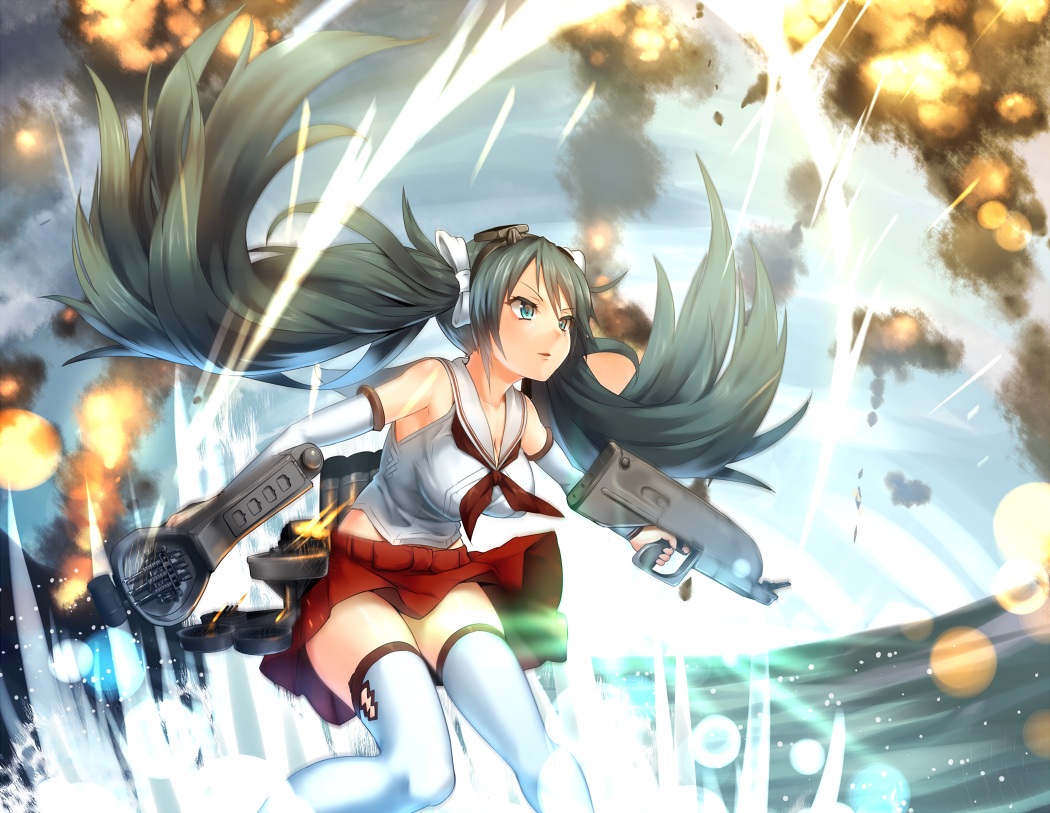 anthropomorphism, ayagi_daifuku, breasts, isuzu_(kancolle), kantai_collection, school_uniform, twintails, zettai_ryouiki