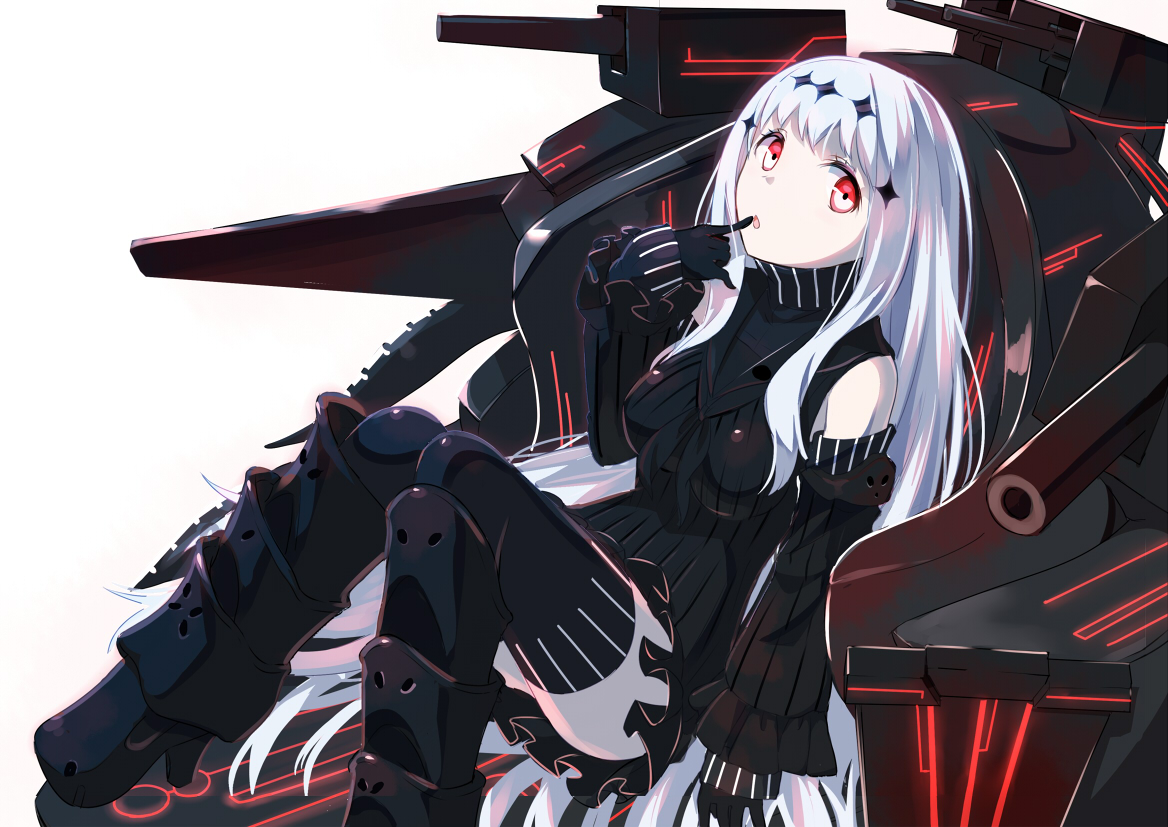 aircraft_carrier_water_oni, anthropomorphism, armor, dress, gloves, gochou_(comedia80), kantai_collection, long_hair