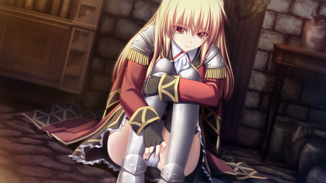 armor, blonde_hair, elmina_ex, eushully, game_cg, gloves, long_hair, madou_koukaku