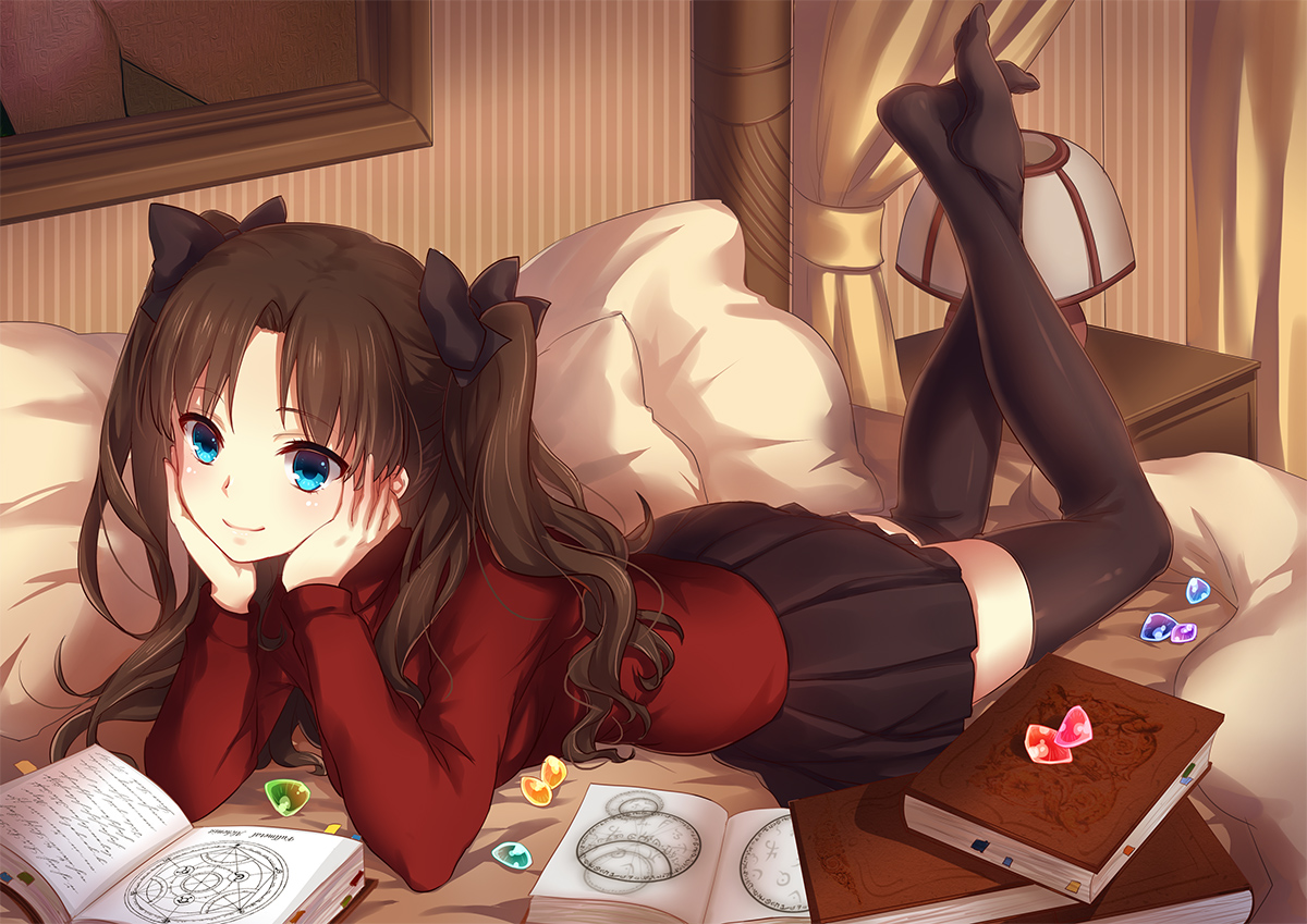 bed, blue_eyes, book, brown_hair, fate_(series), fate/stay_night, fullmetal_alchemist, long_hair