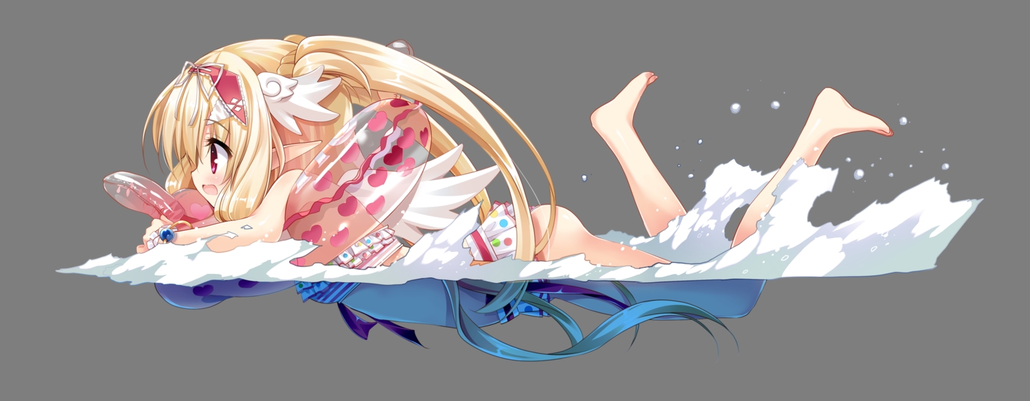 bikini, blonde_hair, game_cg, headband, loli, long_hair, mayoeru_futari_to_sekai_no_subete, pointed_ears