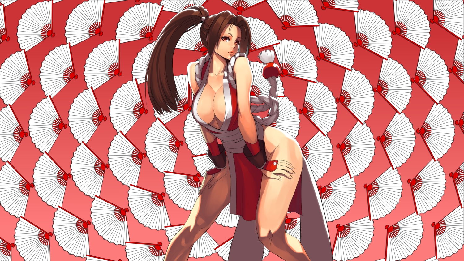 breasts, cleavage, fan, king_of_fighters, ogami, shiranui_mai