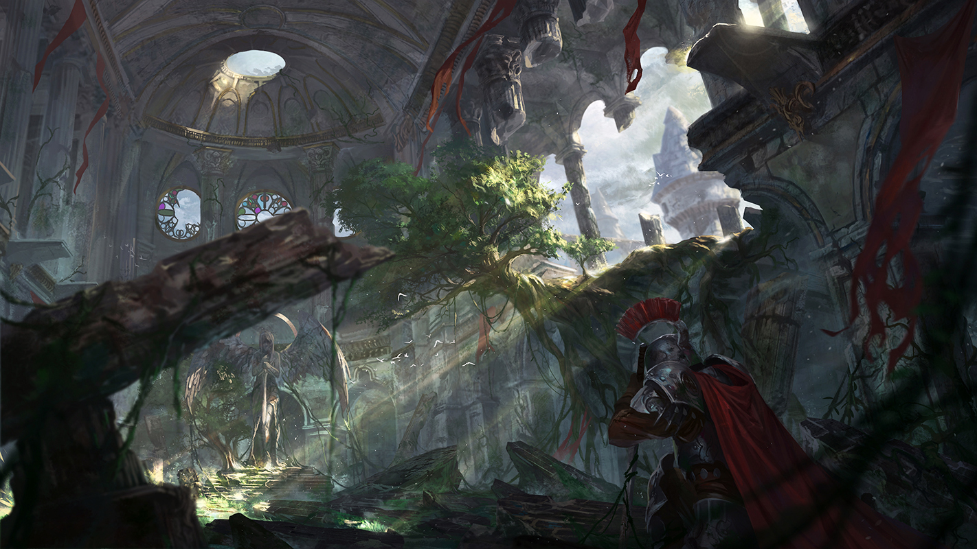 armor, baraba_baba, building, original, scenic, tree, wings