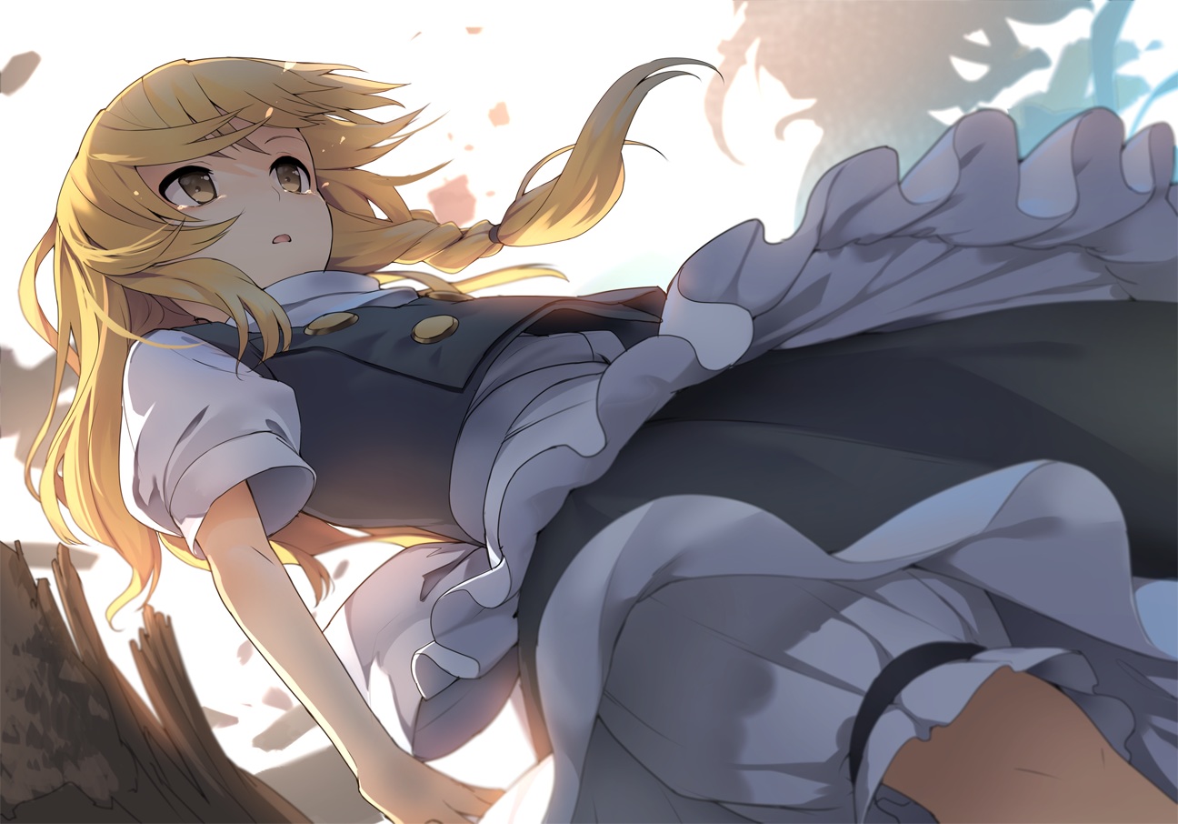 apron, blonde_hair, bloomers, eho_(icbm), kirisame_marisa, skirt, touhou, underwear