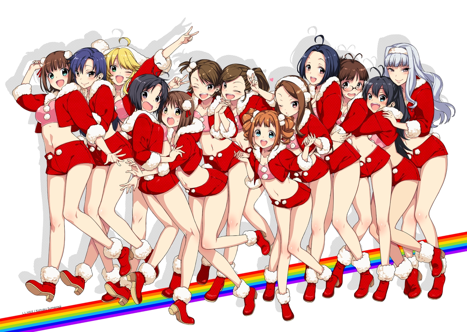akizuki_ritsuko, amami_haruka, christmas, futami_ami, futami_mami, ganaha_hibiki, group, hagiwara_yukiho